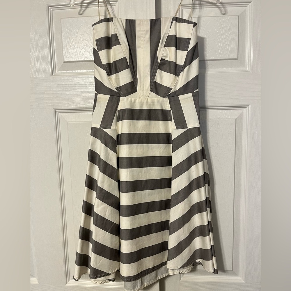Gray and White Striped Dress